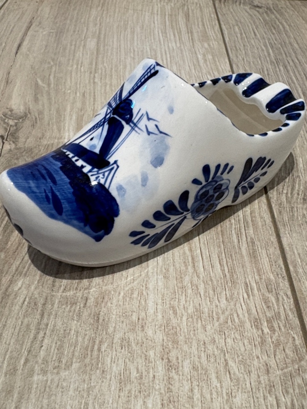 Hand-Painted Blue & White Ceramic Clog Ashtray Delft Holland